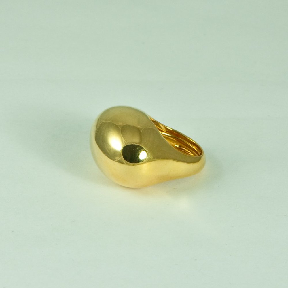 KENNETH JAY LANE, GOLD OR SILVER DOME RING-ONE SIZE ADJUSTABLE